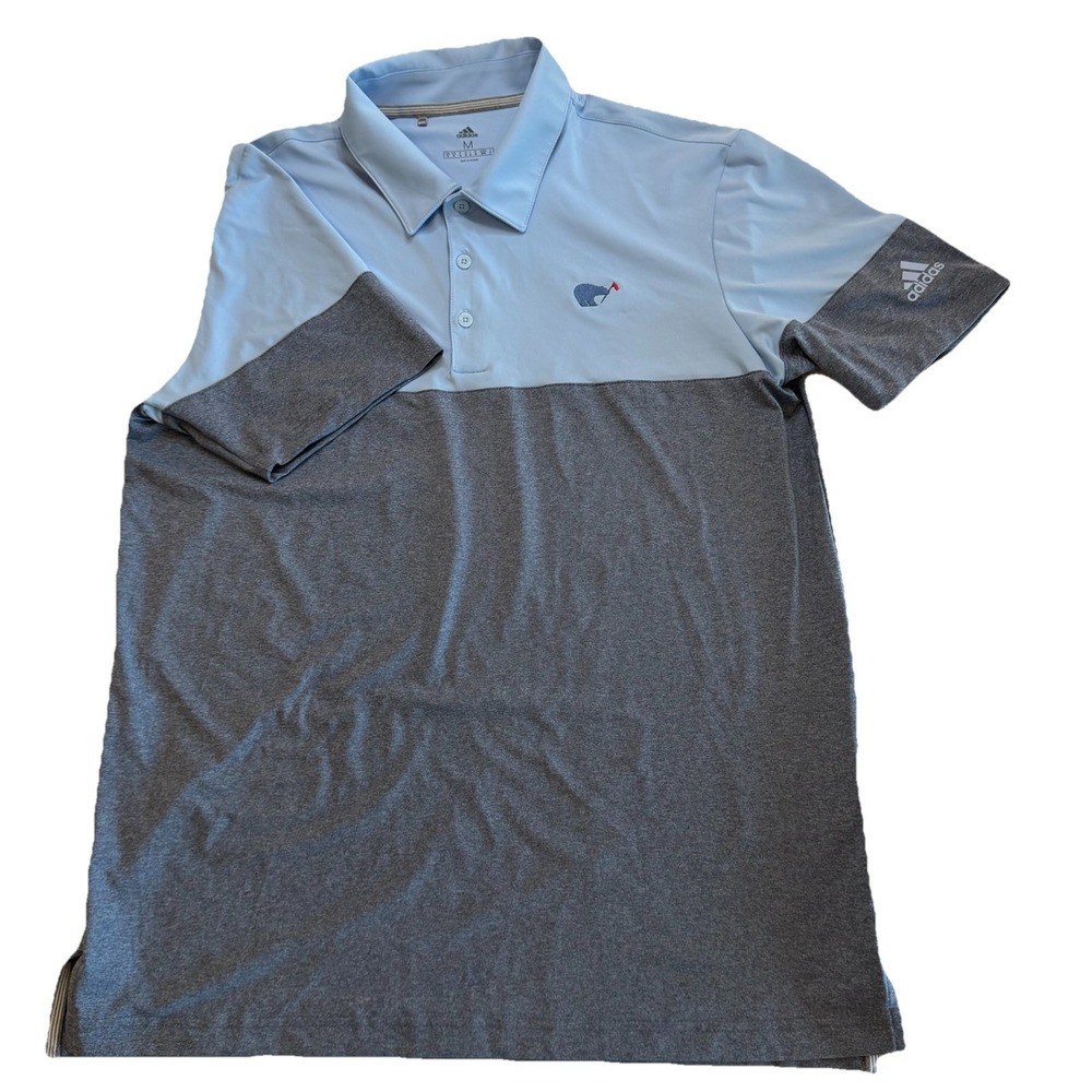 Adidas Colorblock Polo Shirt Polyester Stretch with Bear Logo Men's Size M